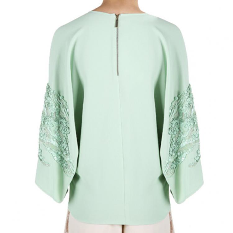 Pre Owned Elie Saab Mint Wide-Sleeved Top M