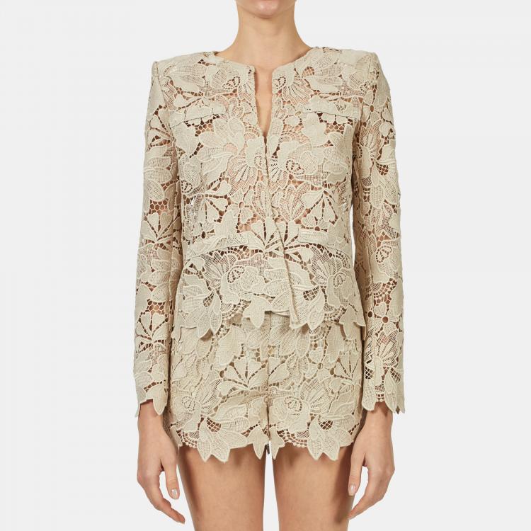 Pre Owned Elie Saab Castle Wall Macrame Lace Long Sleeve Jacket S