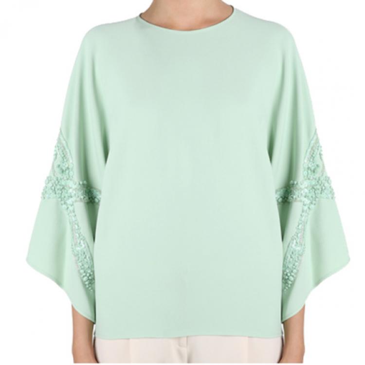 Pre Owned Elie Saab Mint Wide-Sleeved Top L
