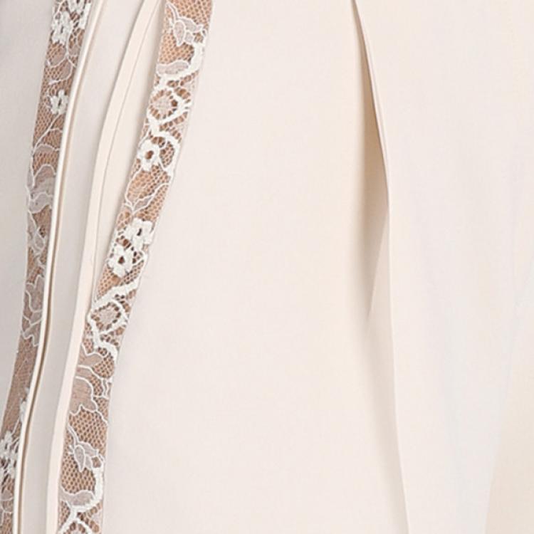 Pre Owned Elie Saab Cream Lace-Detailed Shorts M