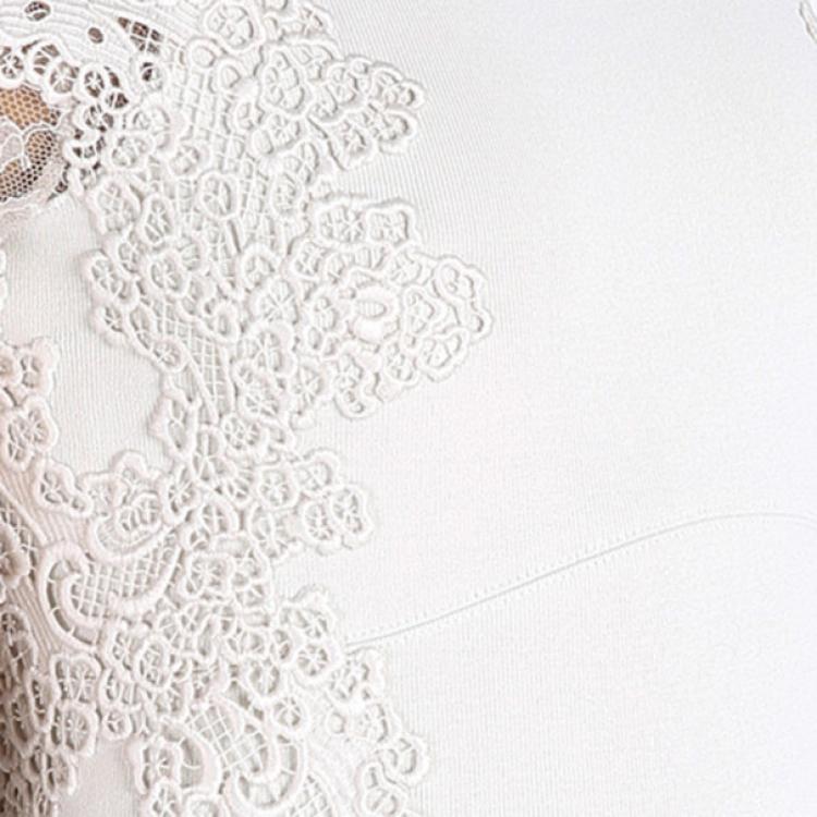 Pre Owned Elie Saab White Lace Short-Sleeved Dress S