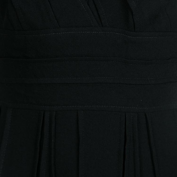 Pre Owned Elie Saab Black Paneled Cross Front Sleeveless Sheath Dress M