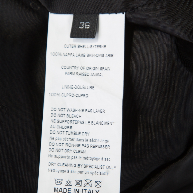 Pre Owned Elie Saab Black Lamb Leather Waist Tie Detail Biker Jacket S