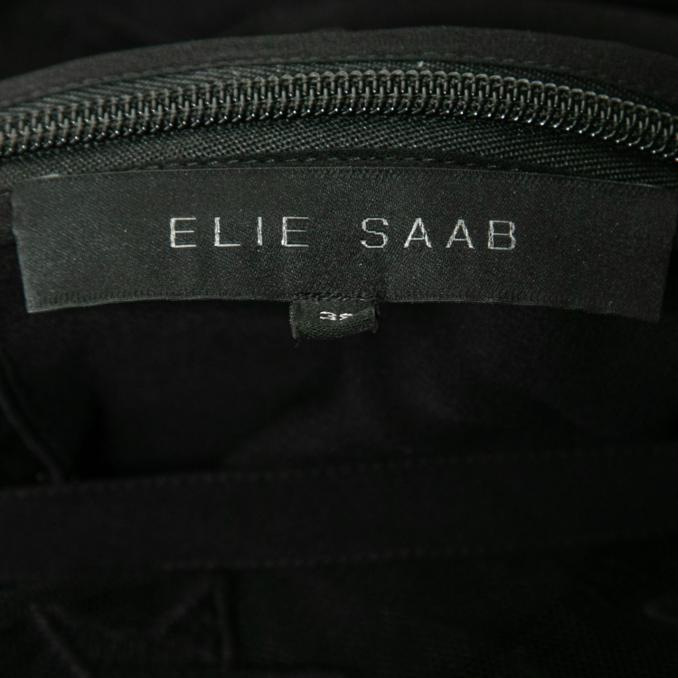 Pre Owned Elie Saab Black Star-Embroidered Tulle Mini Dress M