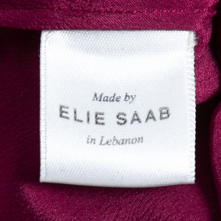 Pre Owned Elie Saab Red Sequin Embellished Tulle Gown S