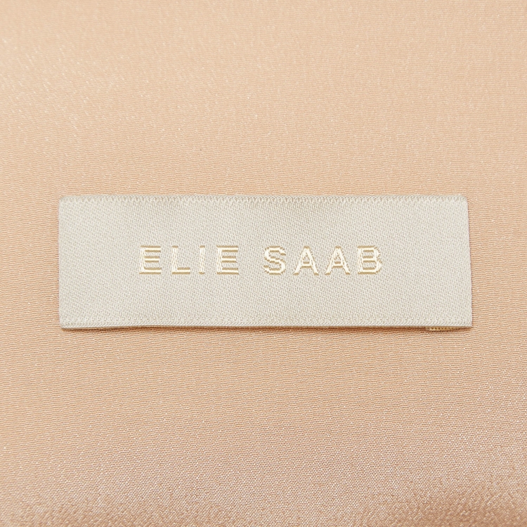 Pre Owned Elie Saab Embroidered Mesh Beige Gown S
