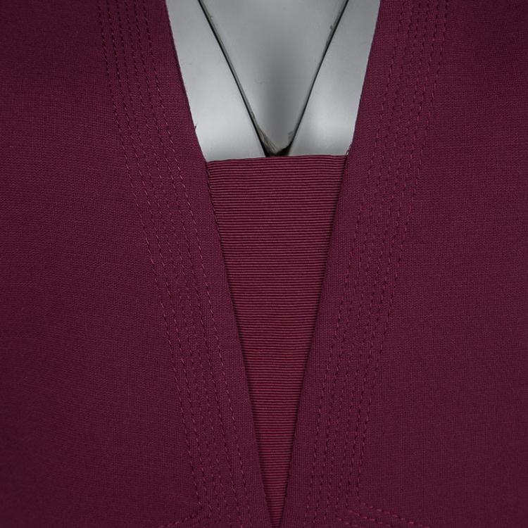 Pre Owned Elie Tahari Maroon Sleeveless Berry Burst Alex Dress L
