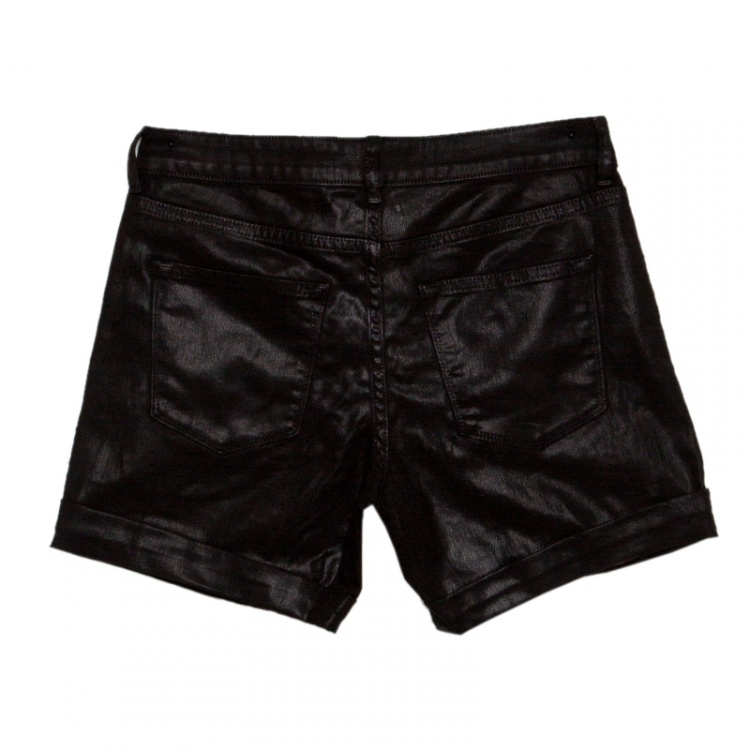 Pre Owned Elie Tahari Black Azella Coated Denim Shorts S