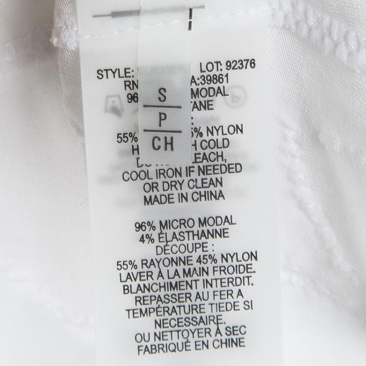 Pre Owned Elie Tahari White Jersey Asymmetric Lace Trim T-Shirt S