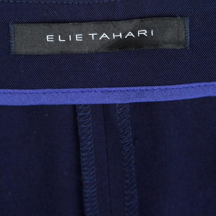 Pre Owned Elie Tahari Navy Blue Tapered Cropped Pants L