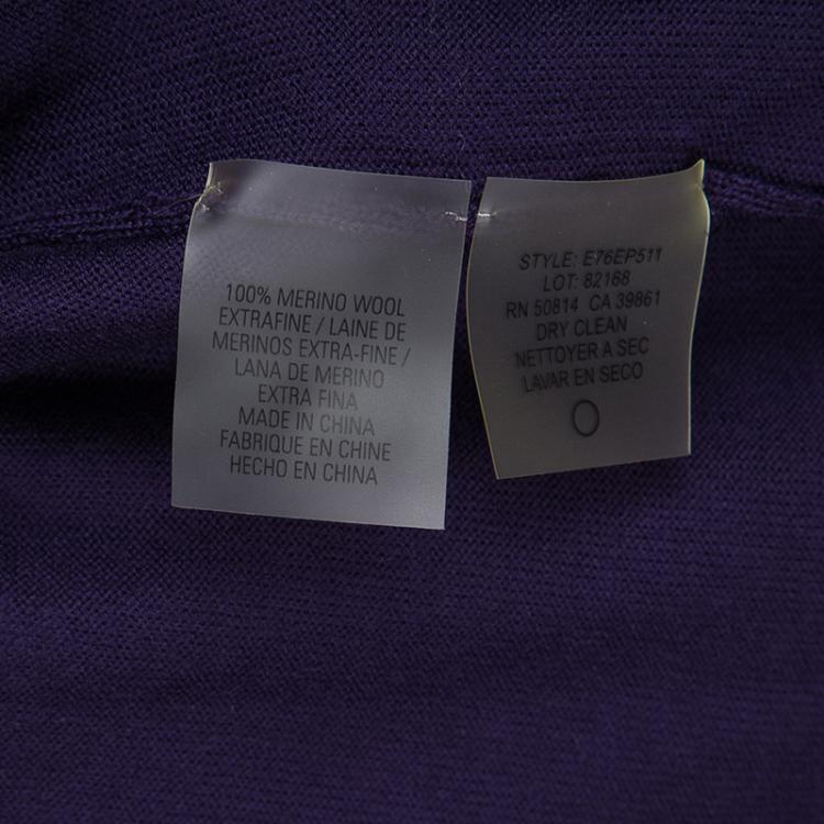 Pre Owned Elie Tahari Purple Merino Wool Jessica Wrap Cardigan L