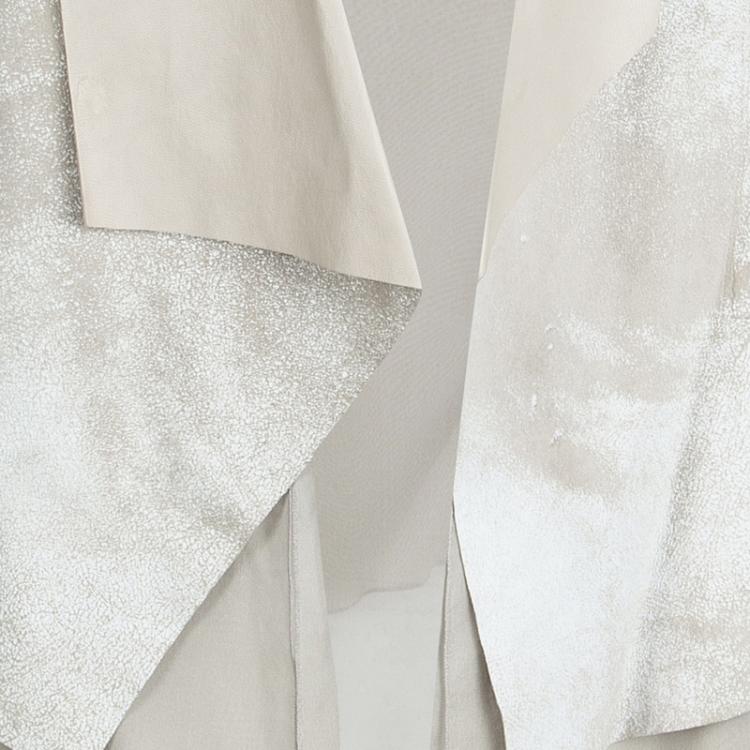 Pre Owned Elie Tahari Cream Draped Betsy Lamb Leather & Silk Vest M
