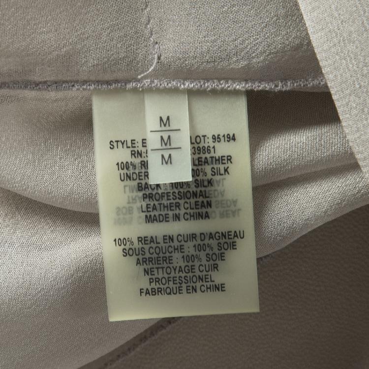 Pre Owned Elie Tahari Cream Draped Betsy Lamb Leather & Silk Vest M