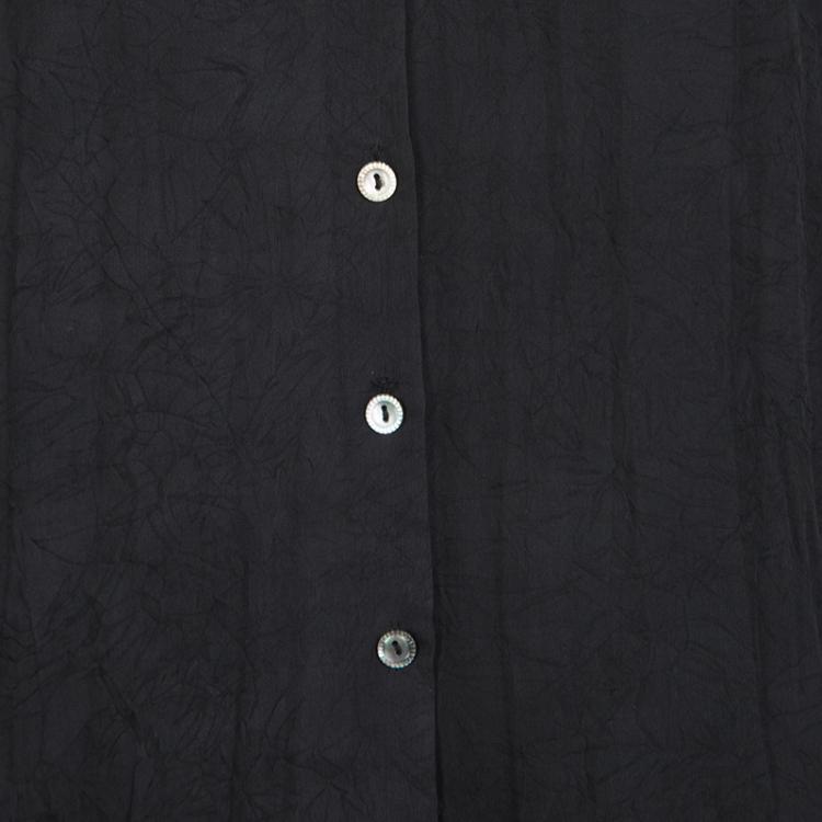 Pre Owned Elie Tahari Black Silk Contrast Ruffle Detail Sleeveless Top S