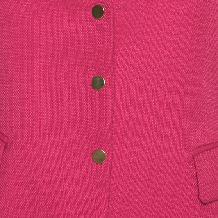 Pre Owned Elie Tahari Pink Textured Fitted Angular Blazer S