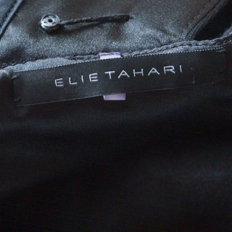 Pre Owned Elie Tahari Black Knit Satin Lined Sleeveless Fitted Sheath Dress S