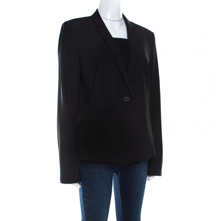 Elie Tahari Black Wool Single Button Alma Jacket XL Elie Tahari TLC