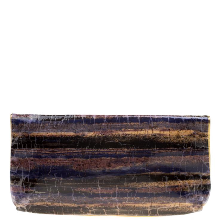 Pre Owned Elie Tahari Multicolored Patent Leather Clutch