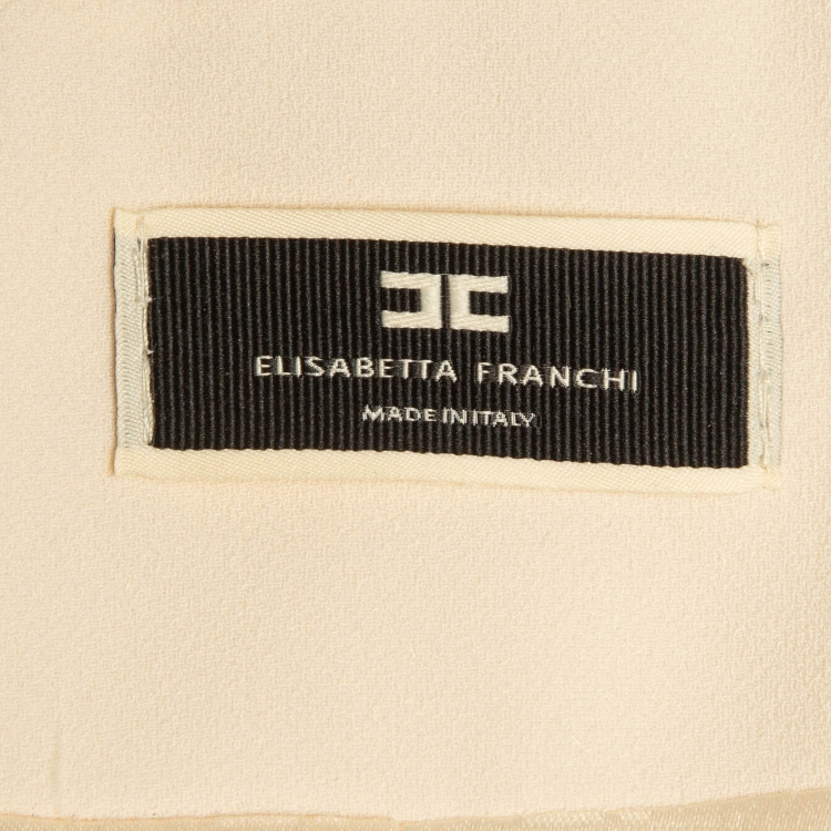 Pre Owned Elisabetta Franchi Cream Georgette Pant Suit M