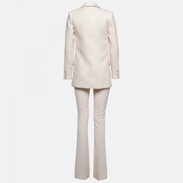 Pre Owned Elisabetta Franchi Cream Georgette Pant Suit M