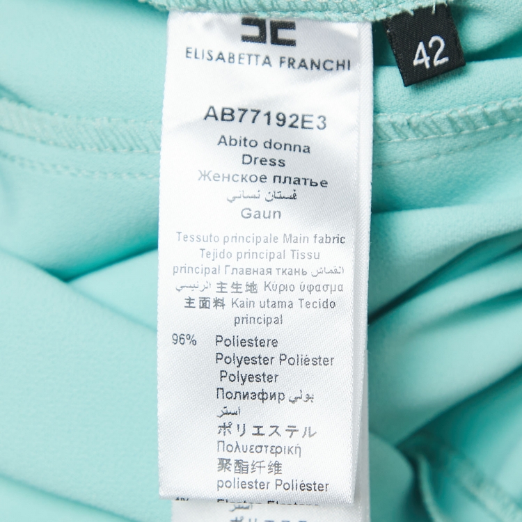 Pre Owned Elisabetta Franchi Mint Blue Crepe Chain Strapped Short Dress M