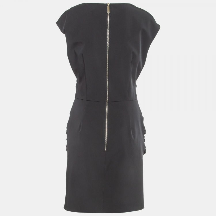 Elisabetta Franchi Black Synthetic Ruched Mini Dress L Elisabetta Franchi TLC