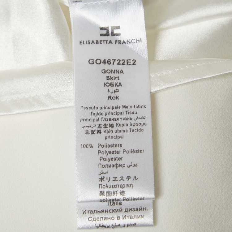 Pre Owned Elisabetta Franchi White Crepe Chain Detail Pleated Mini Skirt M
