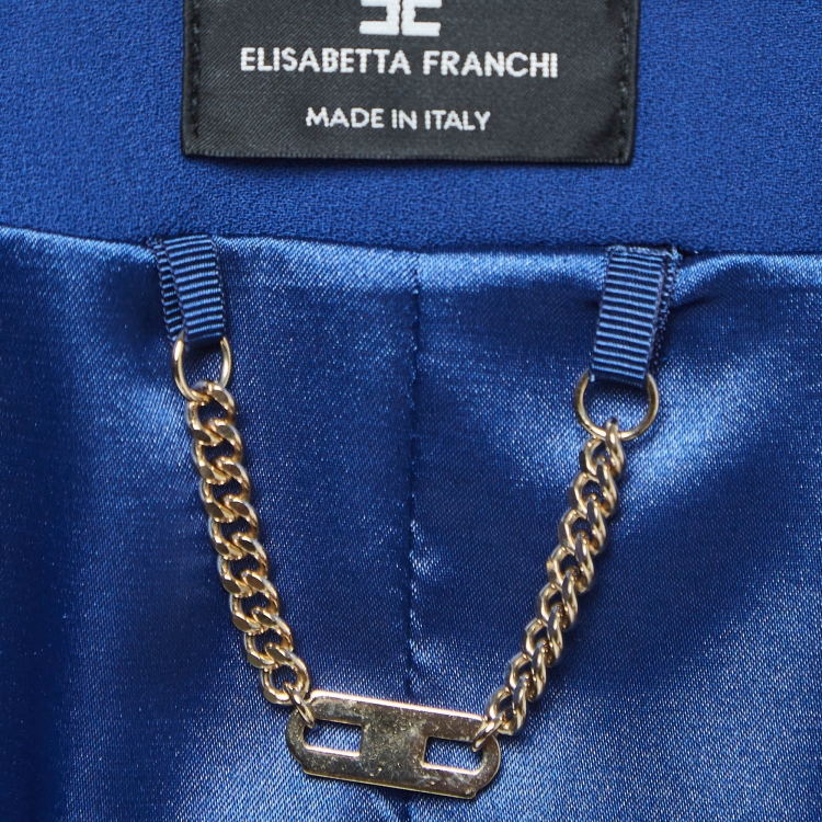 Pre Owned Elisabetta Franchi Blue Crepe Buttoned Jacket XL