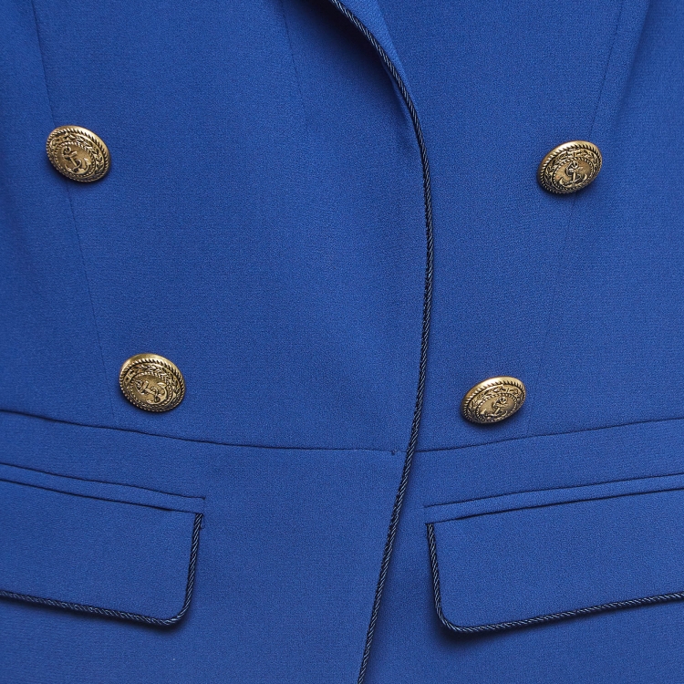 Pre Owned Elisabetta Franchi Blue Crepe Buttoned Jacket XL