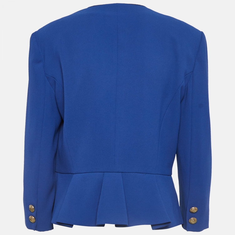 Pre Owned Elisabetta Franchi Blue Crepe Buttoned Jacket XL
