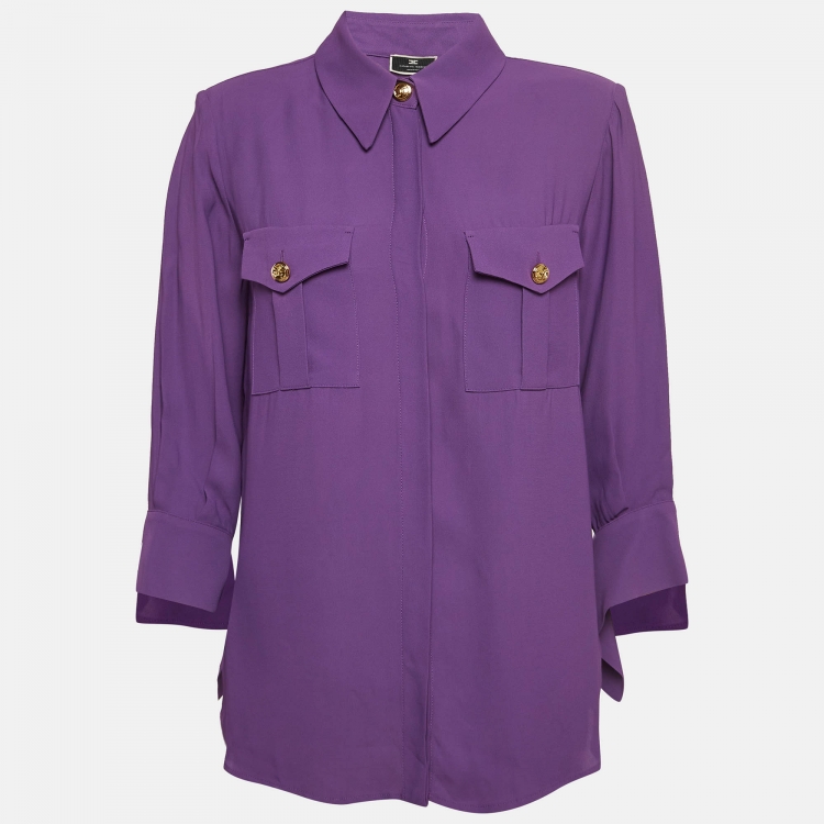 Pre Owned Elisabetta Franchi Purple Crepe Blouse L