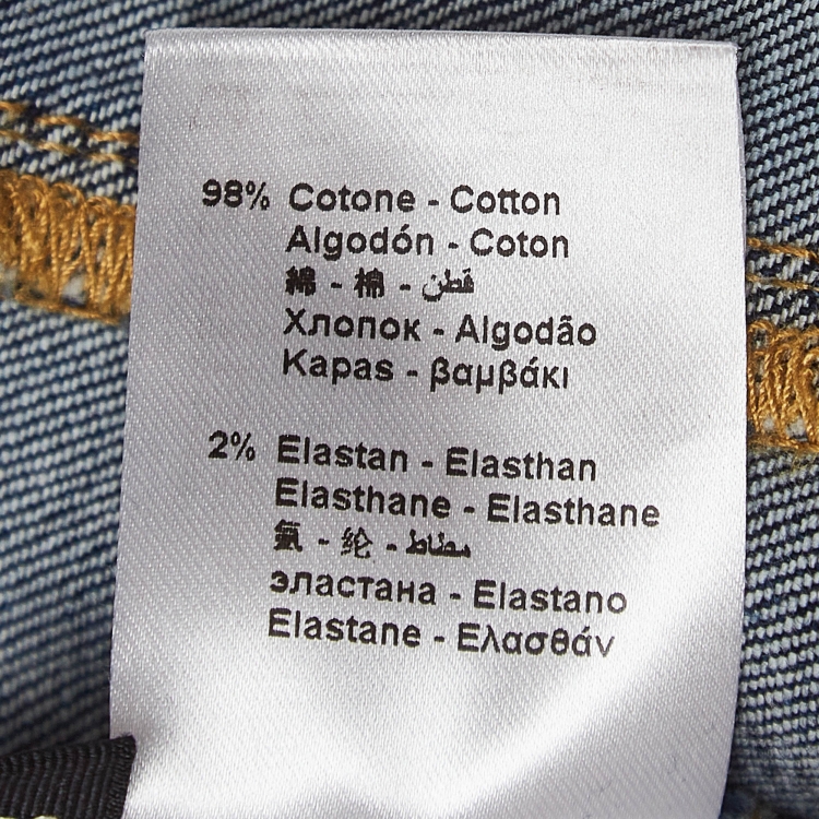 Pre Owned Elisabetta Franchi Blue Denim Button Detail Flared Jeans S Waist 26"