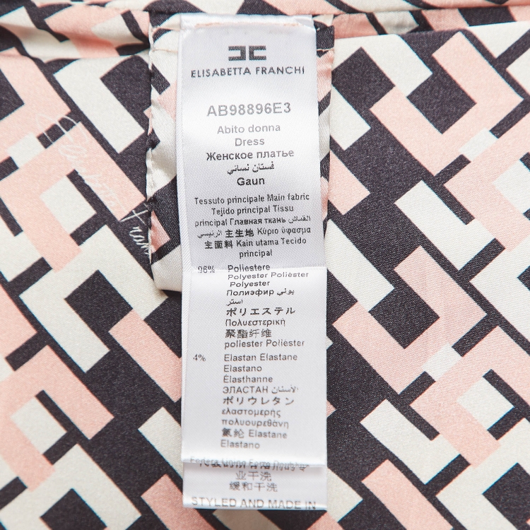Pre Owned Elisabetta Franchi Multicolor Logo Print Jersey Blazer M