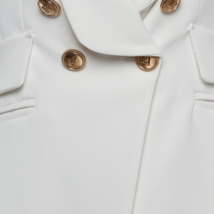Pre Owned Elisabetta Franchi White Crepe Double Breasted Blazer M