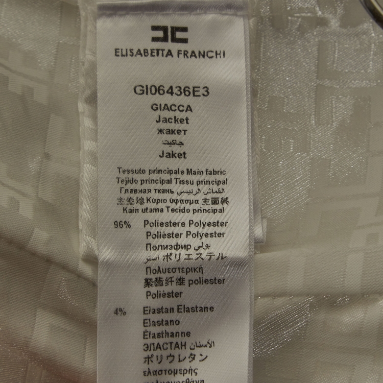 Pre Owned Elisabetta Franchi White Crepe Double Breasted Blazer M