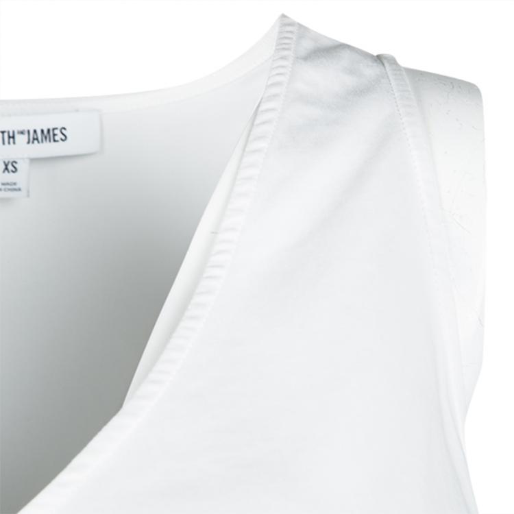 Pre Owned Elizabeth and James White Ruffle Bottom Sleeveless Chester Cropped Top XS