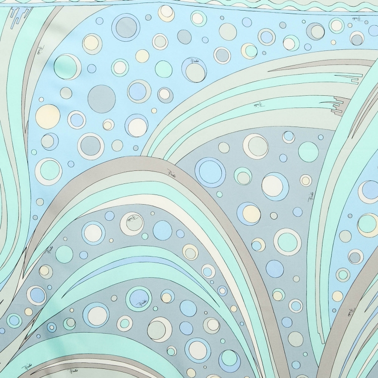 Pre Owned Emilio Pucci Blue Print Silk Scarf 