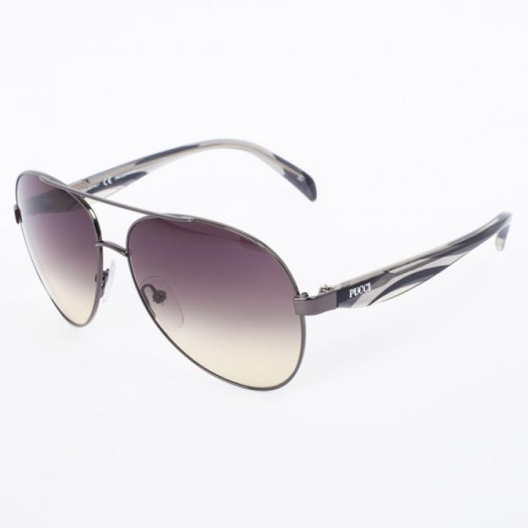 Pre Owned Emilio Pucci 132S Grey Oversized Womens Sunglasses