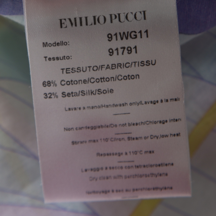 Pre Owned Emilio Pucci Multicolor Leaf Printed Cotton and Silk Dress L