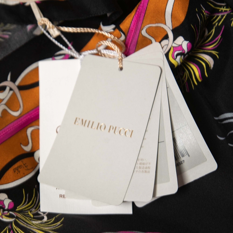 Pre Owned Emilio Pucci Multicolor Printed silk Long Kaftan Dress One Size