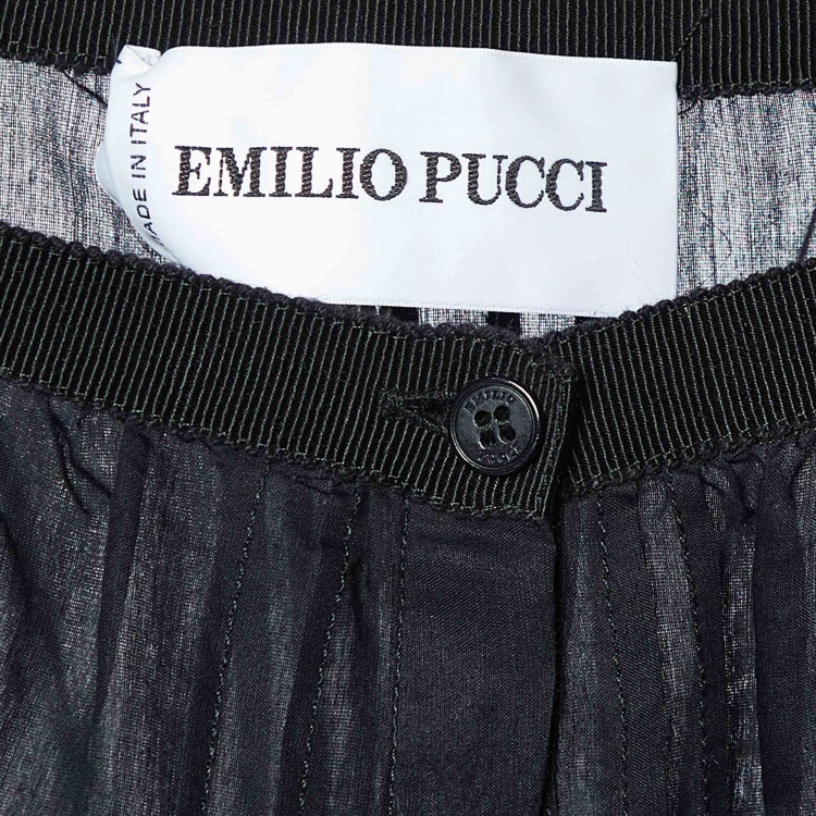 Pre Owned Emilio Pucci Black Broderie Anglaise Cotton Maxi Skirt S