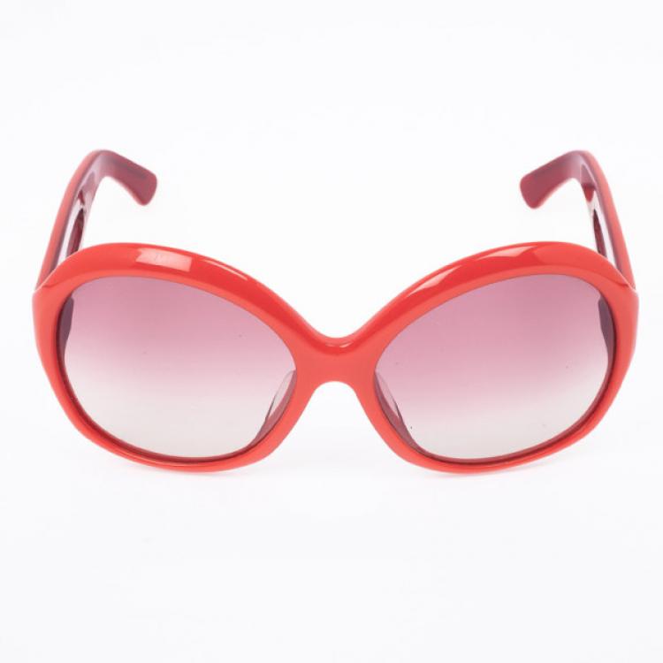 Pre Owned Emilio Pucci Coral Red Square Womens Sunglasses