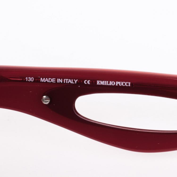 Pre Owned Emilio Pucci Coral Red Square Womens Sunglasses