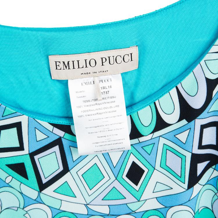 Pre Owned Emilio Pucci Multicolor Printed Sleeveless Draped Dress M