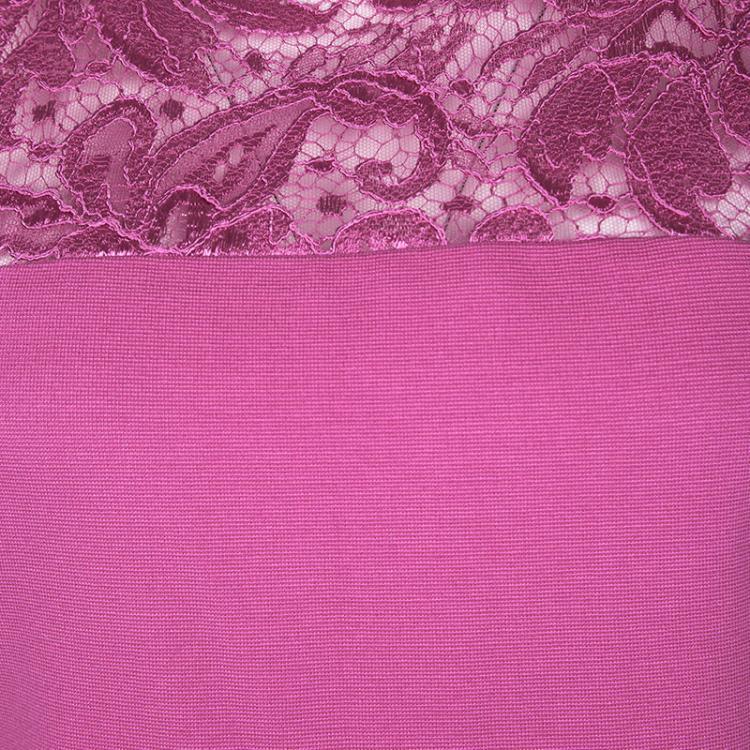 Pre Owned Emilio Pucci Pink Scallop Lace Detail Sleeveless Dress S
