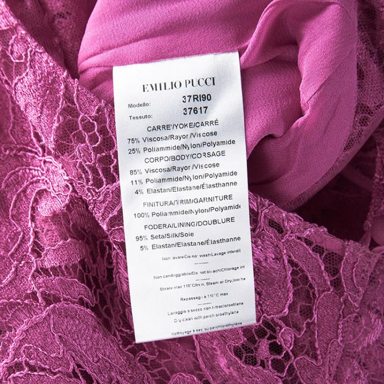 Pre Owned Emilio Pucci Pink Scallop Lace Detail Sleeveless Dress S