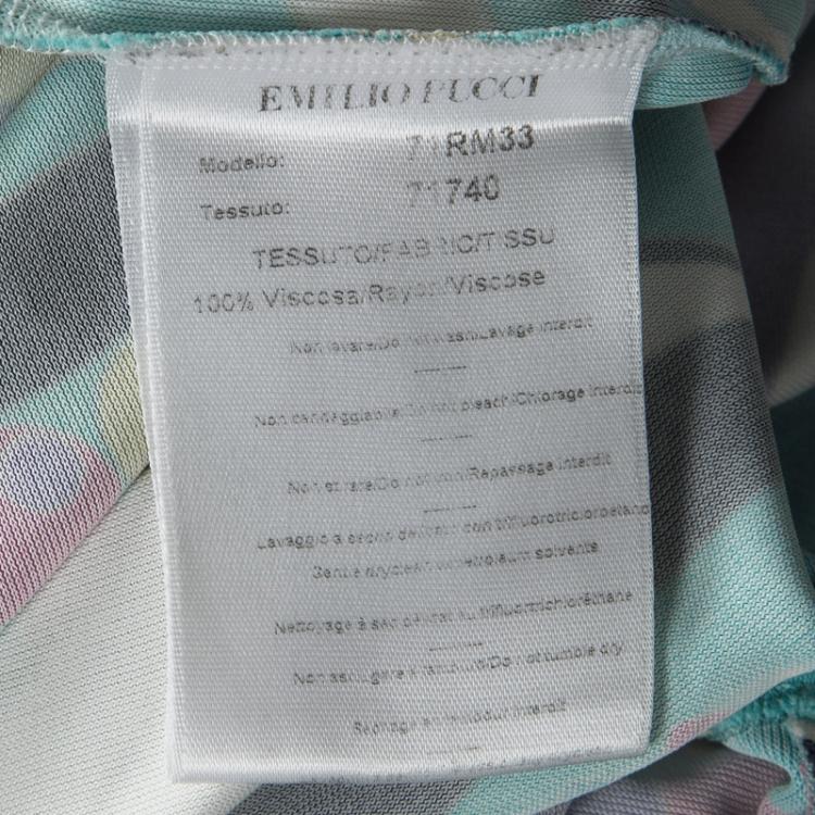 Pre Owned Emilio Pucci Multicolor Printed Knit Short Sleeve Tunic L
