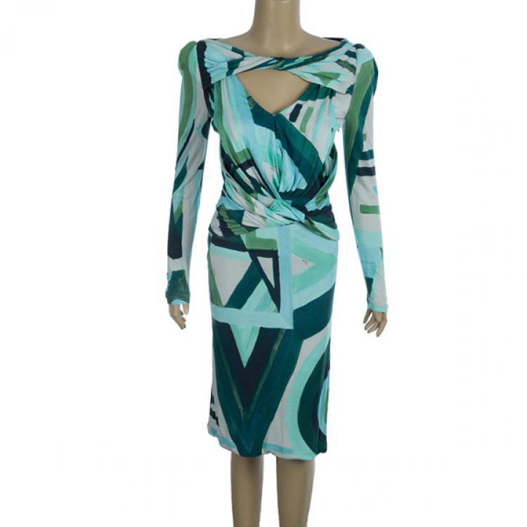 Pre Owned Emilio Pucci Long Sleeve Abstract Dress M