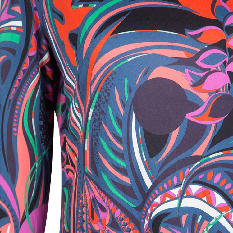 Pre Owned Emilio Pucci Multicolor Printed Knit Top M