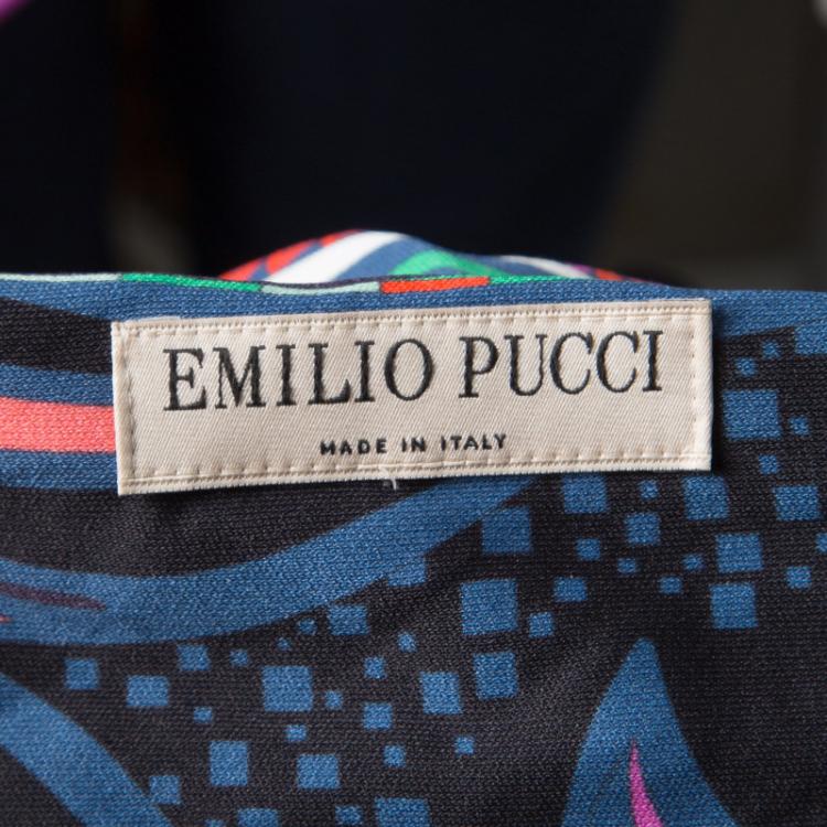 Pre Owned Emilio Pucci Multicolor Printed Knit Top M